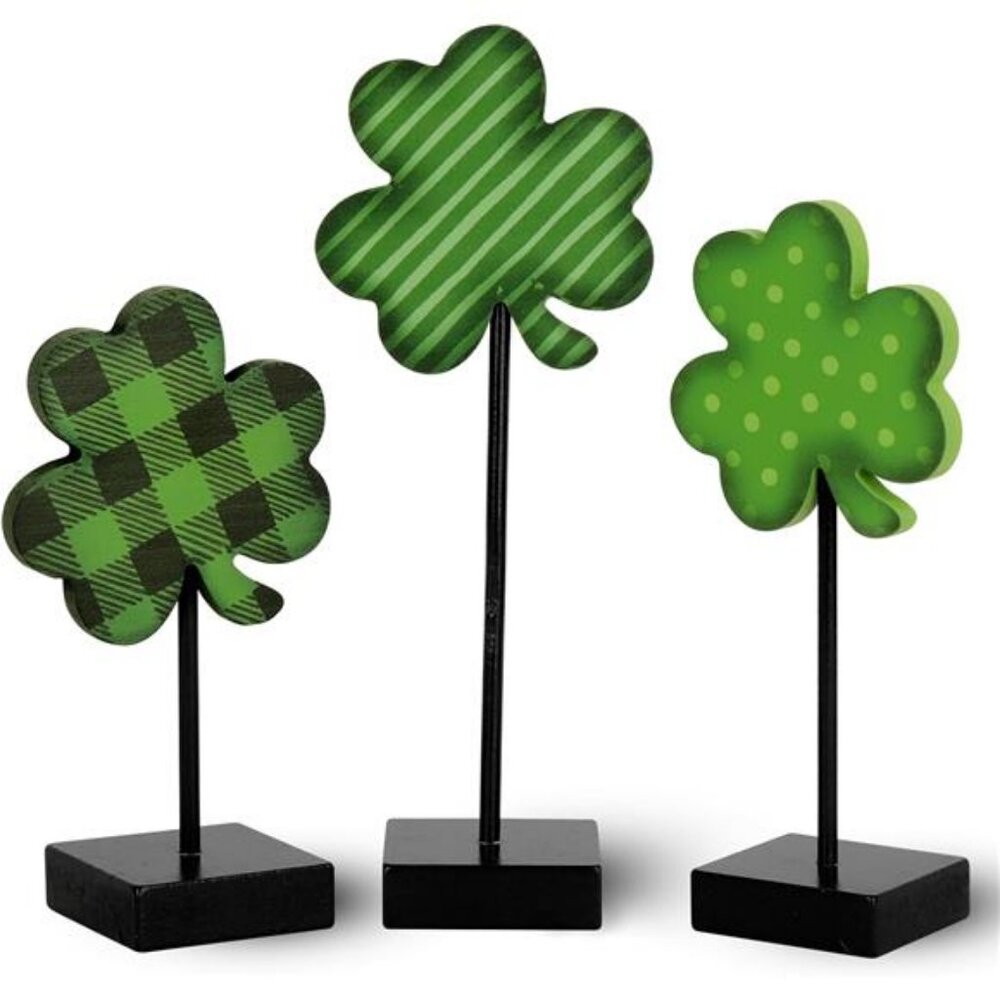 St Patricks Day Decorations 3pcs Lucky Shamrock Wooden Sign on Stand Irish - Picture 6 of 7